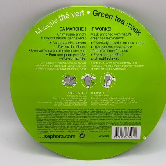 Sephora | Green Tea Mattifying and Anti -Blemish Sheet Mask <NEW> - Picture 2 of 2